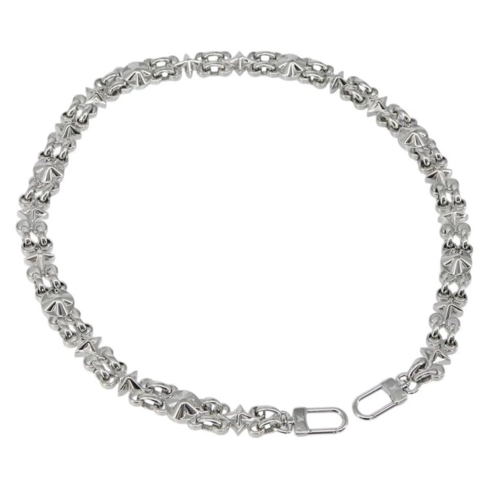 LOUIS VUITTON Chain Shoulder Strap metal 25.6"" Silver LV Auth 150635